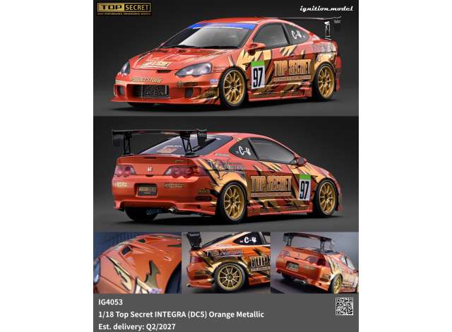 Pre-Order – Top Secret Integra (DC5), orange metallic 1:18 Ignition Model (IG4053) – ETA. September 2027
