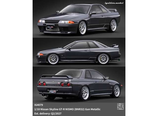 Pre-Order – Nissan Skyline GT-R Nismo (BNR32), gun metallic 1:18 Ignition Model (IG4079) – ETA. September 2027