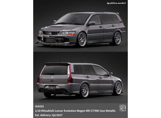 Mitsubishi Lancer Evolution Wagon MR (CT9W), gun metallic 1:18 Ignition Model (IG4253) – ETA. September 2027