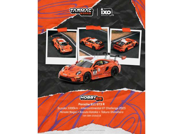 2025 Porsche 911(992) GT3 #18 Hiroaki Nagai Suzuka 1000km, orange 1:64 Tarmac Works Model (TC-T64-084-25SUZ18) – ETA. May/June 2027