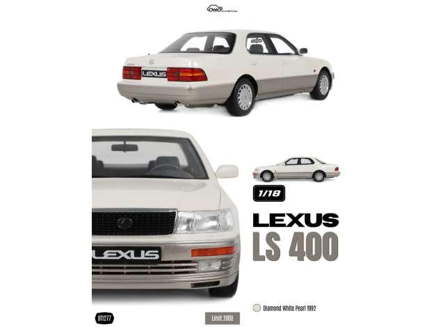 1992 Lexus LS 400 *Resin series*, diamond white pearl 051 1:18 OttOmobile Miniatures Model (OT1277) – ETA. May/June 2027