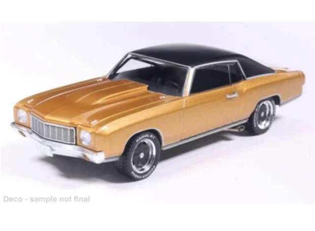 1971 Chevrolet Monte Carlo, gold/black 1:43 IXO Models Model (IXOCLC661) – ETA. April/May 2027