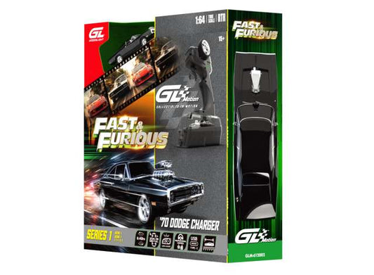 1970 Dodge Charger Car & Case Dom *The Fast & the Furious*, black 1:64 GreenLight Model (GLM-INT-612002) – ETA. May/June 2027