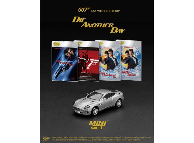 2002 Aston Martin V12 Vanquish *Die Another Day*, silver 1:64 Mini GT Model (MGT00926-007E) – ETA. May/June 2027