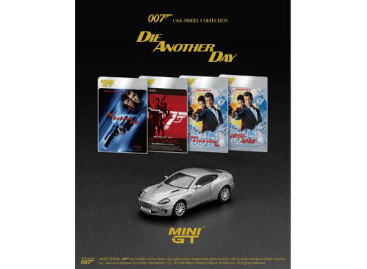 2002 Aston Martin V12 Vanquish *Die Another Day*, silver 1:64 Mini GT Model (MGT00926-007E) – ETA. May/June 2027