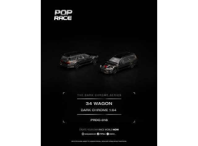 R34 Wagon, dark chrome 1:64 Pop Race Model (PRDC018) – ETA. September/October 2027