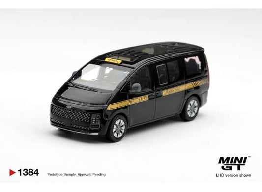Hyundai Staria TAXI, black/gold 1:64 Mini GT Model (MGT01384-L) – ETA. May/June 2027
