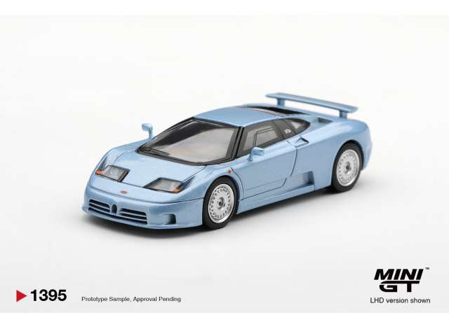 1992 Bugatti EB110 GT Azzurro Metallizzato Mondial De L`Automobile, blue 1:64 Mini GT Model (MGT01395-BL) – ETA. June/July 2027