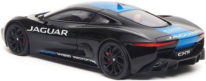 Available to Order – Jaguar C-X75 2013 Ultimate Black Metallic w/Light Blue Stripes 1:18 (ALM 810603)