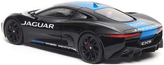Available to Order – Jaguar C-X75 2013 Ultimate Black Metallic w/Light Blue Stripes 1:18 (ALM 810603)