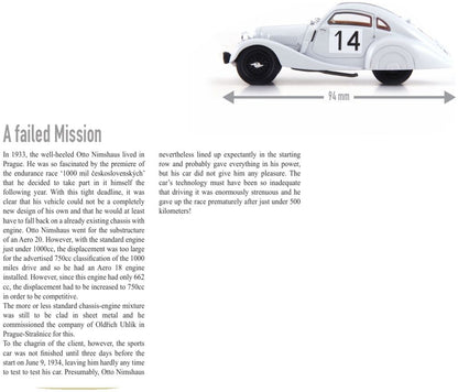 Available to Order – Aero 750 Sport Coupe 1000 Mile #14 Grey 1934 1:43 Autocult Model (ATC 02033)
