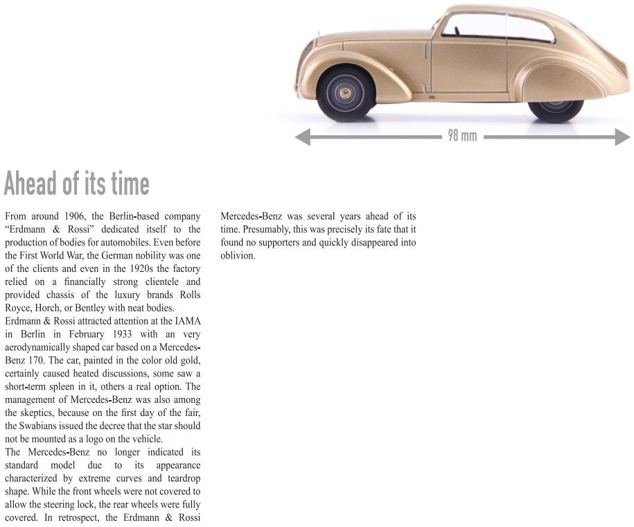 Available to Order – Mercedes Benz 170 (W15) 'Erdmann und Rossi' Gold 1:43 (ATC 04040)