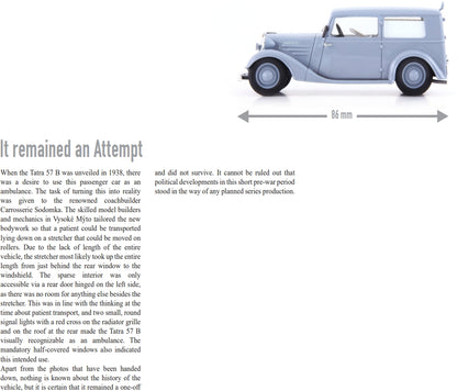 Available To Order – Tatra 57B Sanitka Sodomka Ivory 1:43 AutoCult Model (ATC 12022)
