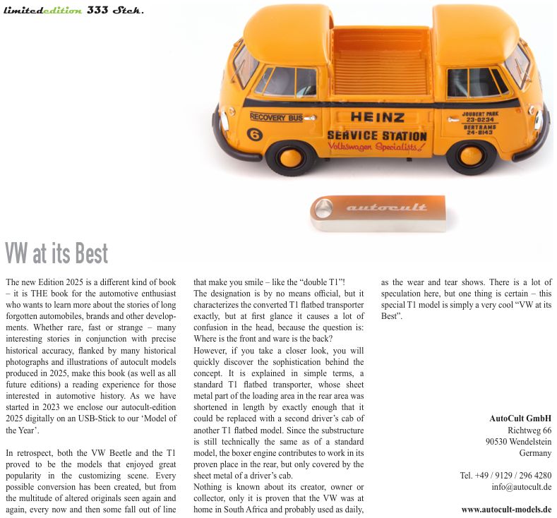 Digital Book of The Year 2025 (USB) w/VW T1 Recovery Bus AutoCult Model (view 6)