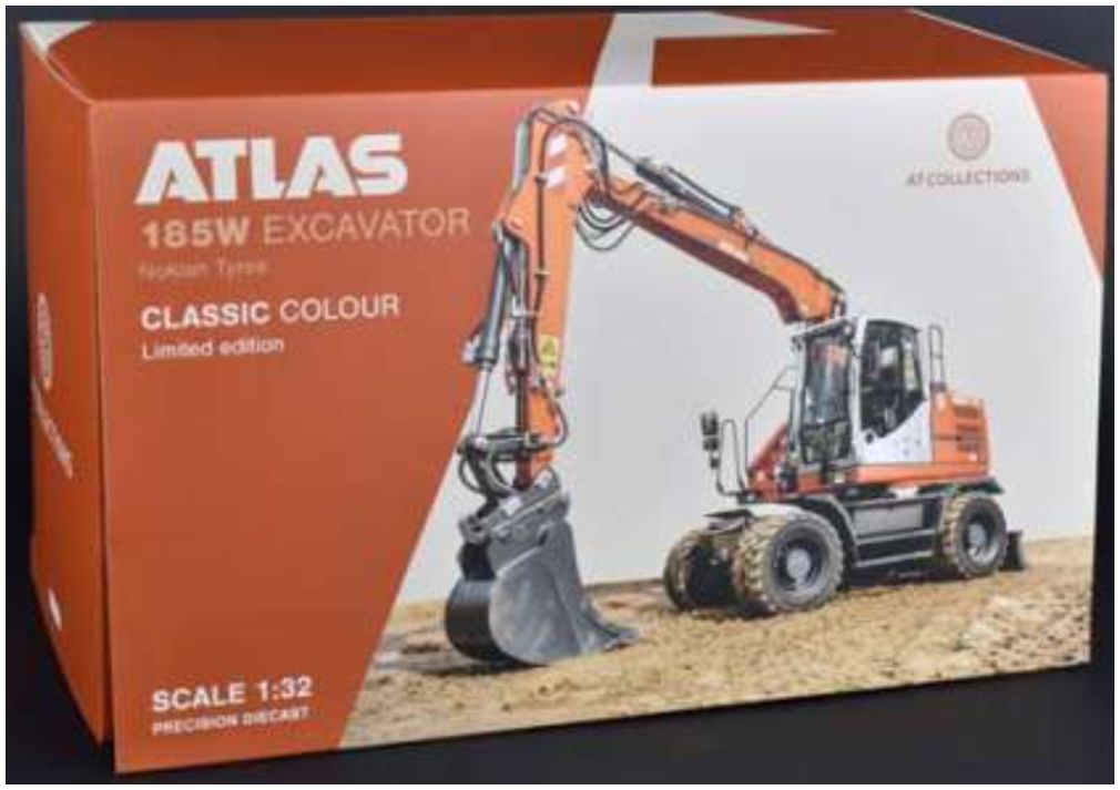 Available To Order – Atlas 185W Wheeled Excavator Classic w/Nokian Tyres & Standard Atlas Bucket 1:32 (AT 3200153)