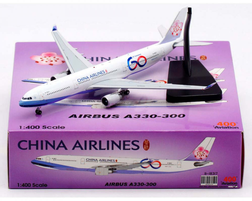 THIS ITEM IS AVAILABLE TO ORDER FROM OUR SUPPLIER - 1:400 AVIATION 400 AV4059 CHINA AIRLINES AIRBUS A330-300 60TH ANNIVERSARY REG: B-18317