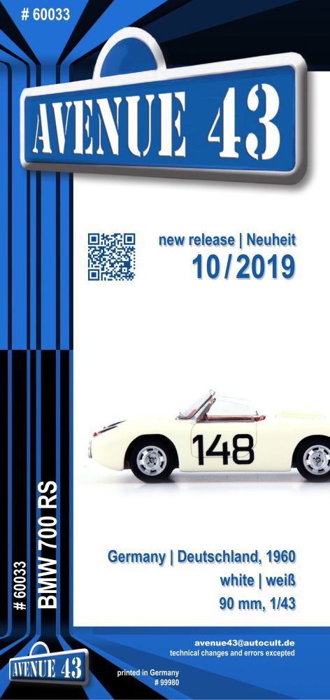 Available To Order – Leaflet #60033 BMW 700RS (AVE LEAF60033)