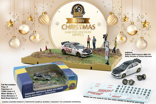 1/64 BM CREATIONS 64B0244 SUBARU 2009 IMPREZA WRX STI RALLY VERSION (RHD) WITH DIORAMA 2022 CHRISTMAS EDITION