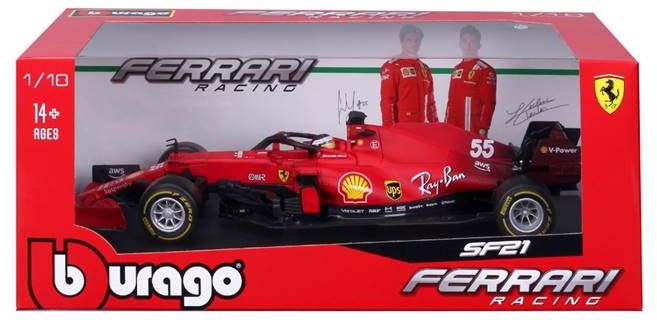 Available To Order – Ferrari SF21 #55 Carlos Sainz 2021 Season Car - Medium, Yellow wall tyres 1:18 (BUR 16809S)