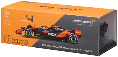 Available to Order – McLaren MCL38 F1 2024 Norris w/Helmet 1:24 (BUR 28033N)
