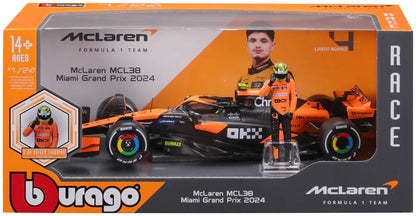 Available to Order – McLaren MCL38 F1 2024 Norris w/Driver Figure 1:24 (BUR 28040N)