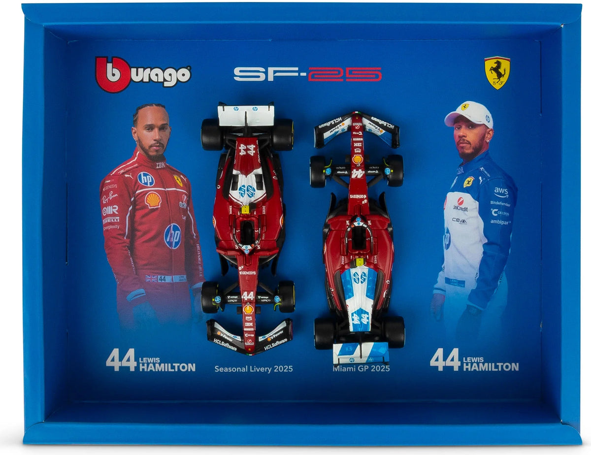 Available To Order – Ferrari SF-25 2025 Hamilton Driver Two Pack 1:43 Bburago Model (BUR 36856H)