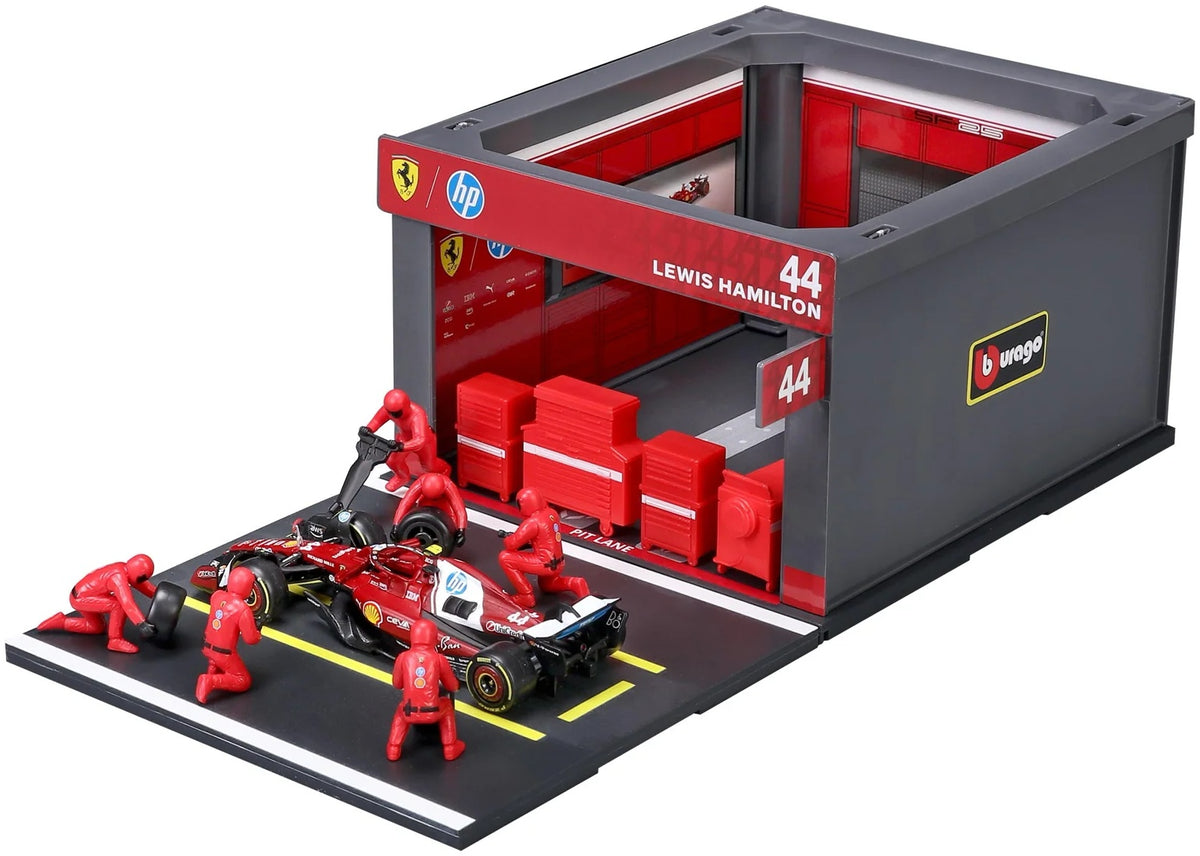 Available To Order – Ferrari SF-25 2025 Pit Pass Diorama Hamilton 1:43 Bburago Model (BUR 36865H)