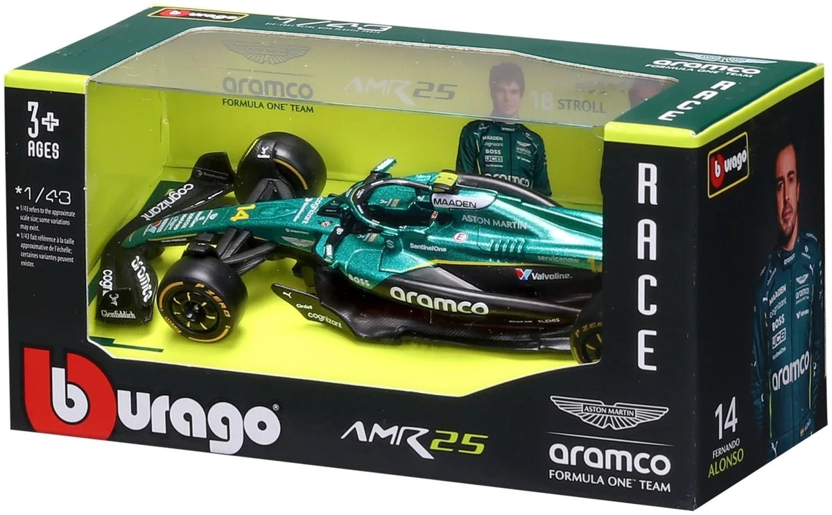Available To Order – Aston Martin AMR 25 #14 Fernando Alonso 2025 1:43 Bburago Model (BUR 38250A)