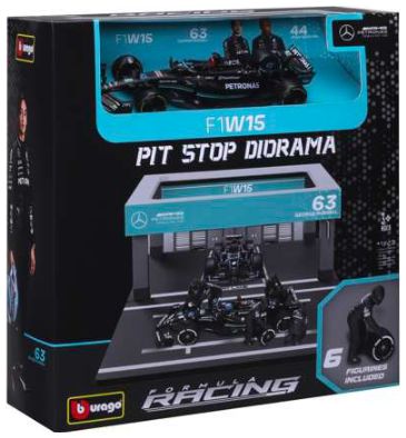 Mercedes AMG Petronas F1 W14 E Performance #63 George Russell 2023 Pit Pass Set 1:43 Bburago Model (view 2)