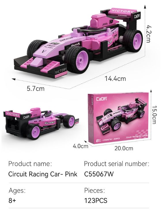 Available To Order – Pink Circuit Racing Car Brick Builder (123 pcs) 1:32 (CDA C55067W)