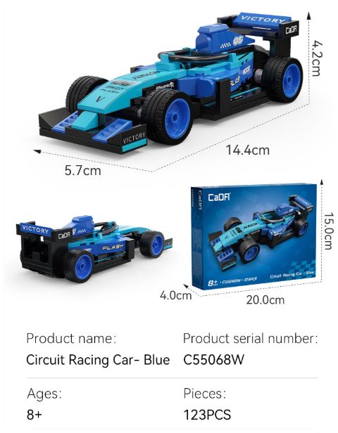 Available To Order – Blue Circuit Racing Car Brick Builder (123 pcs) 1:32 (CDA C55068W)