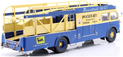 Available To Order – Fiat 642 RN2 Bartoletti Maserati Race Car Transporter 1957 Blue/Yellow 1:18 (CMR 141)