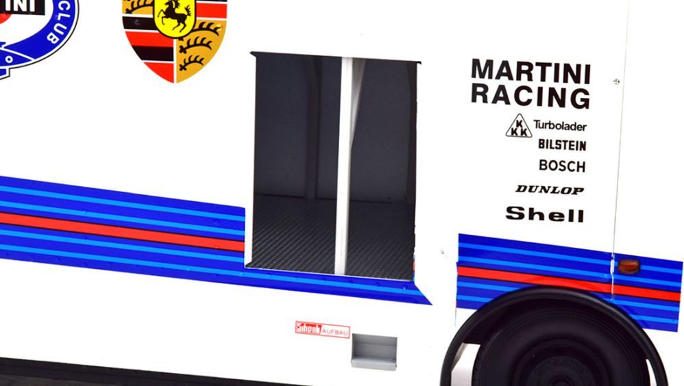 Available to Order – Mercedes O317 Porsche Race Transporter Martini 1968 White 1:18 (CMR 154)