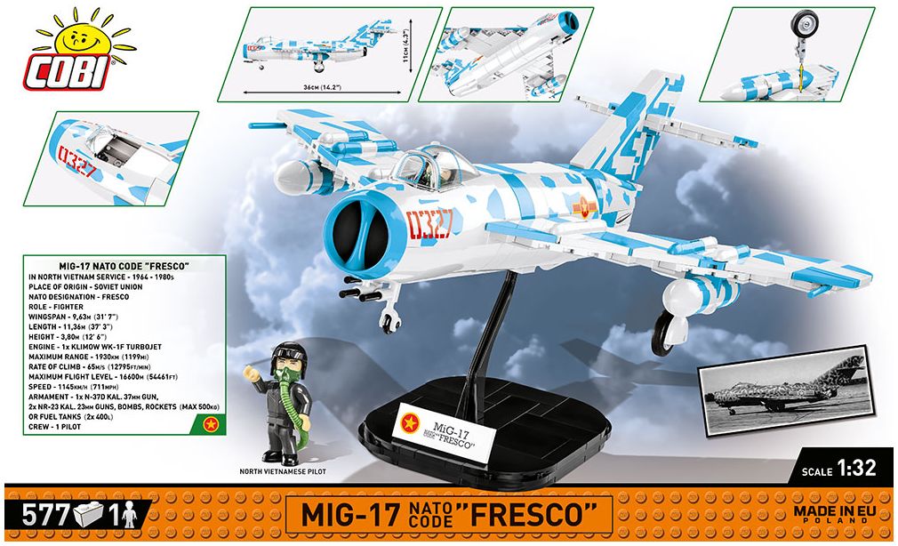 Available to Order – MIG-17 NATO Code F Vietnam War (577 pcs) (COB 2424)