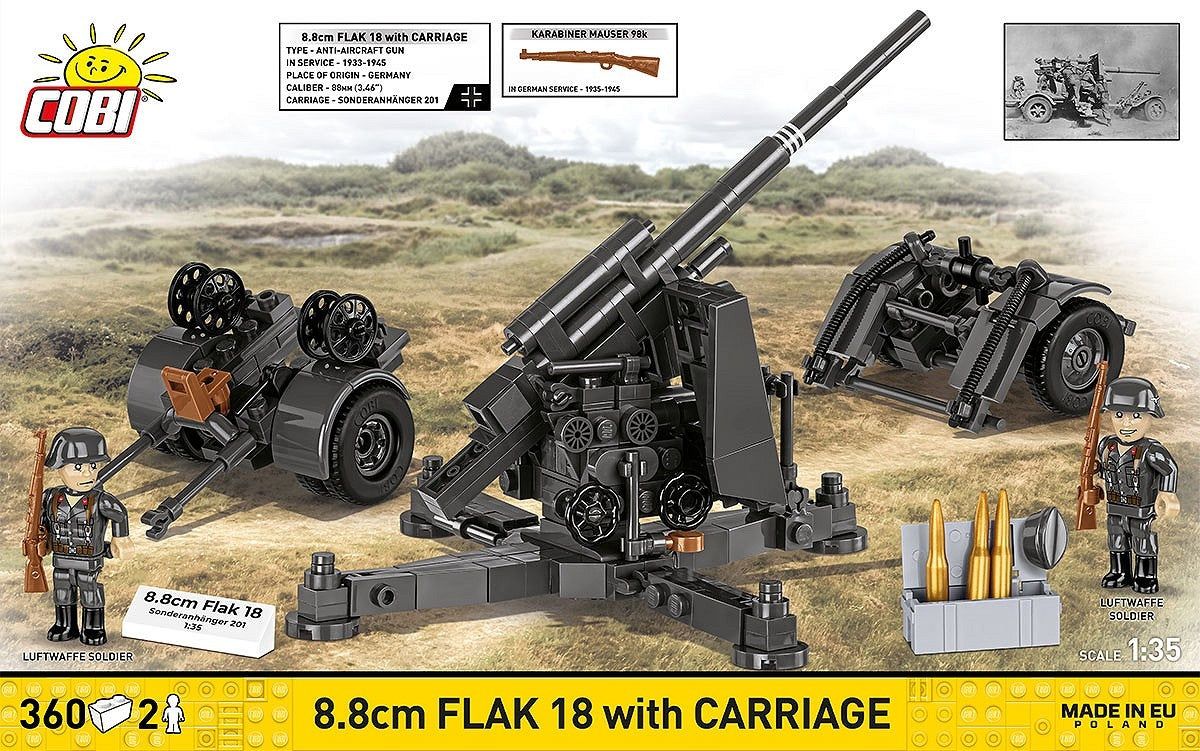 Available To Order – 8.8 cm Flak 18 with Carriage (357 Pcs) (COB 3140)