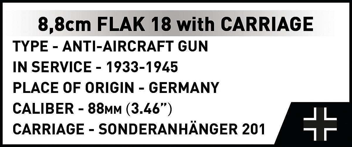 Available To Order – 8.8 cm Flak 18 with Carriage (357 Pcs) (COB 3140)