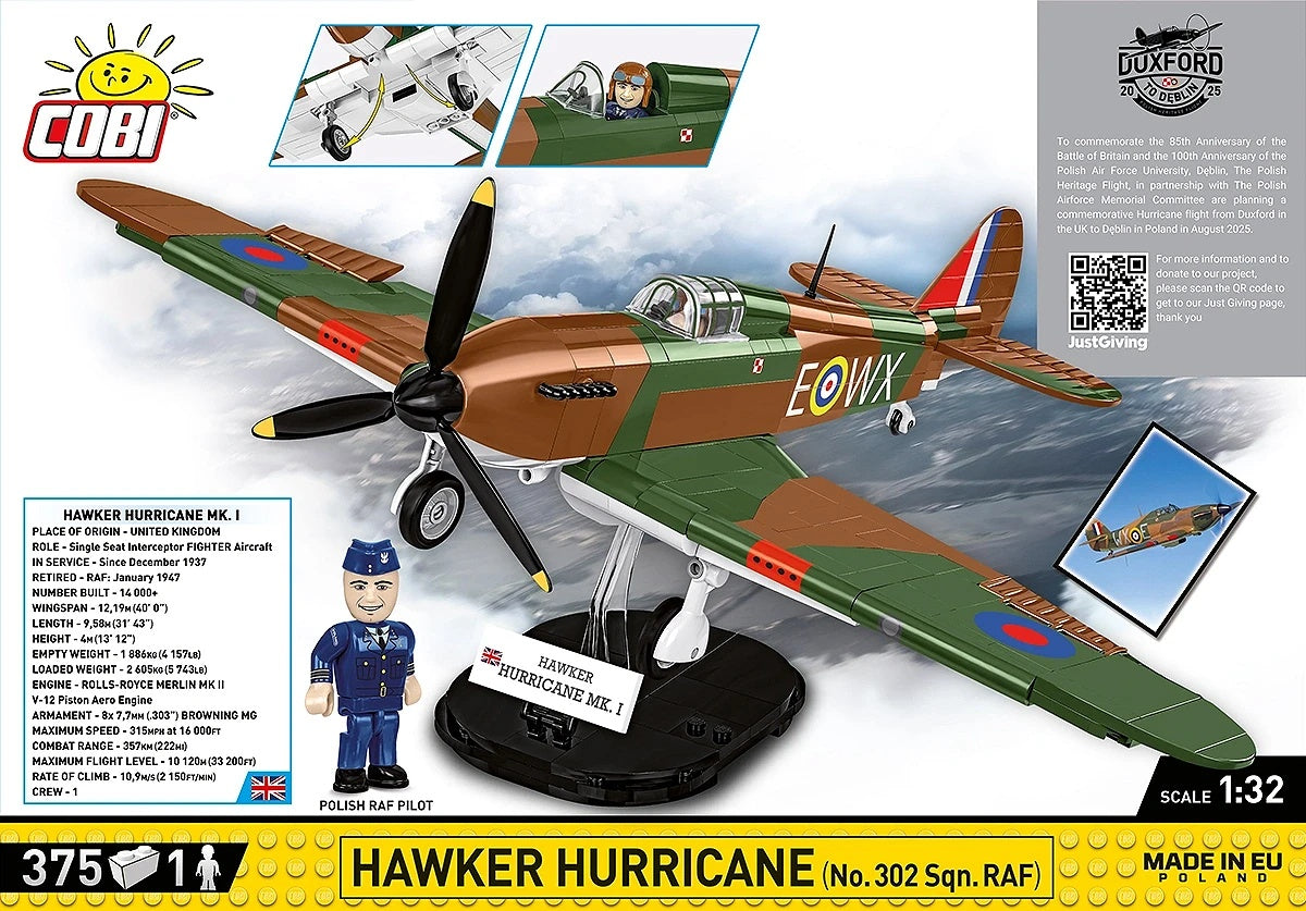 Available to Order – Hawker Hurricane (#302) 373 KL. WWII Cobi Model (COB 5762)