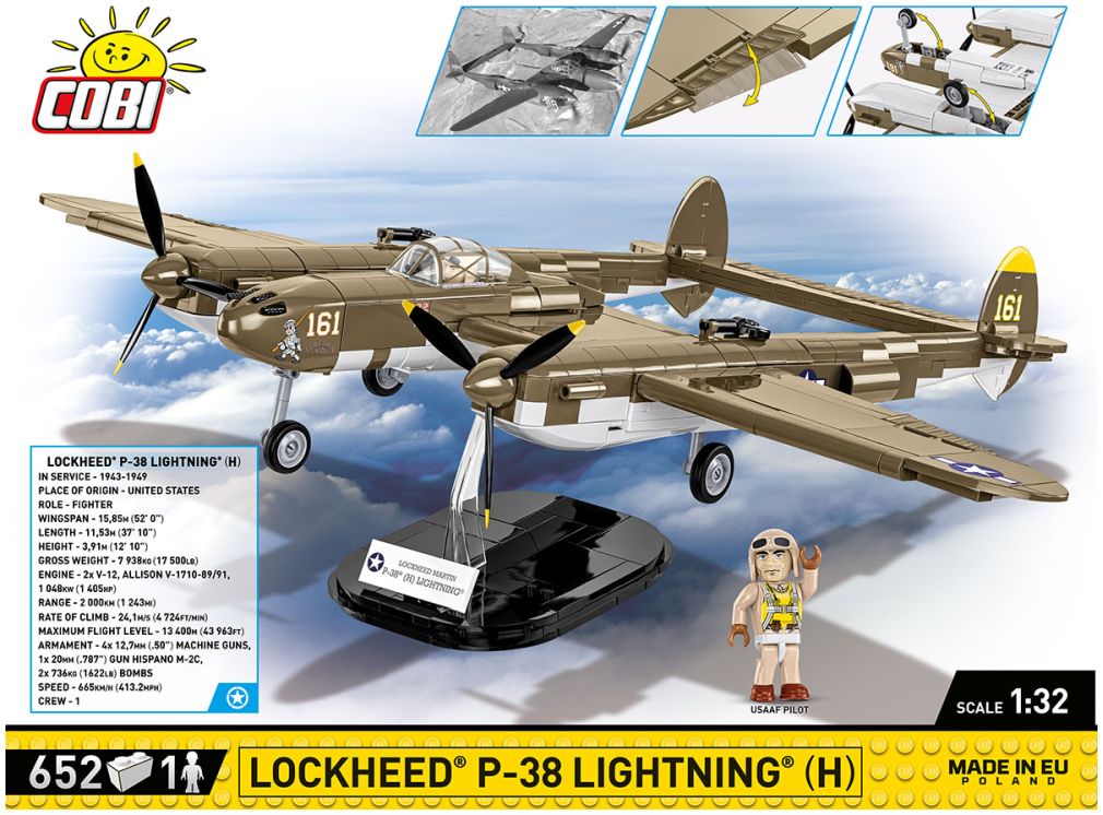 Available to Order – Lockheed P-38 Lightning (H) WWII Cobi Model (COB 5763)