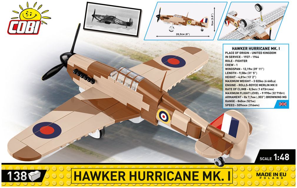 Available to Order – Hawker Hurricane MK.1 WWII (145 pcs) Cobi Model (COB 5866)