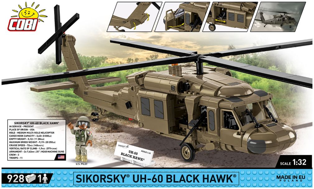 Available to Order – Sikorsky UH-60 Black Hawk 928 Armed Forces Cobi Model (COB 5906)