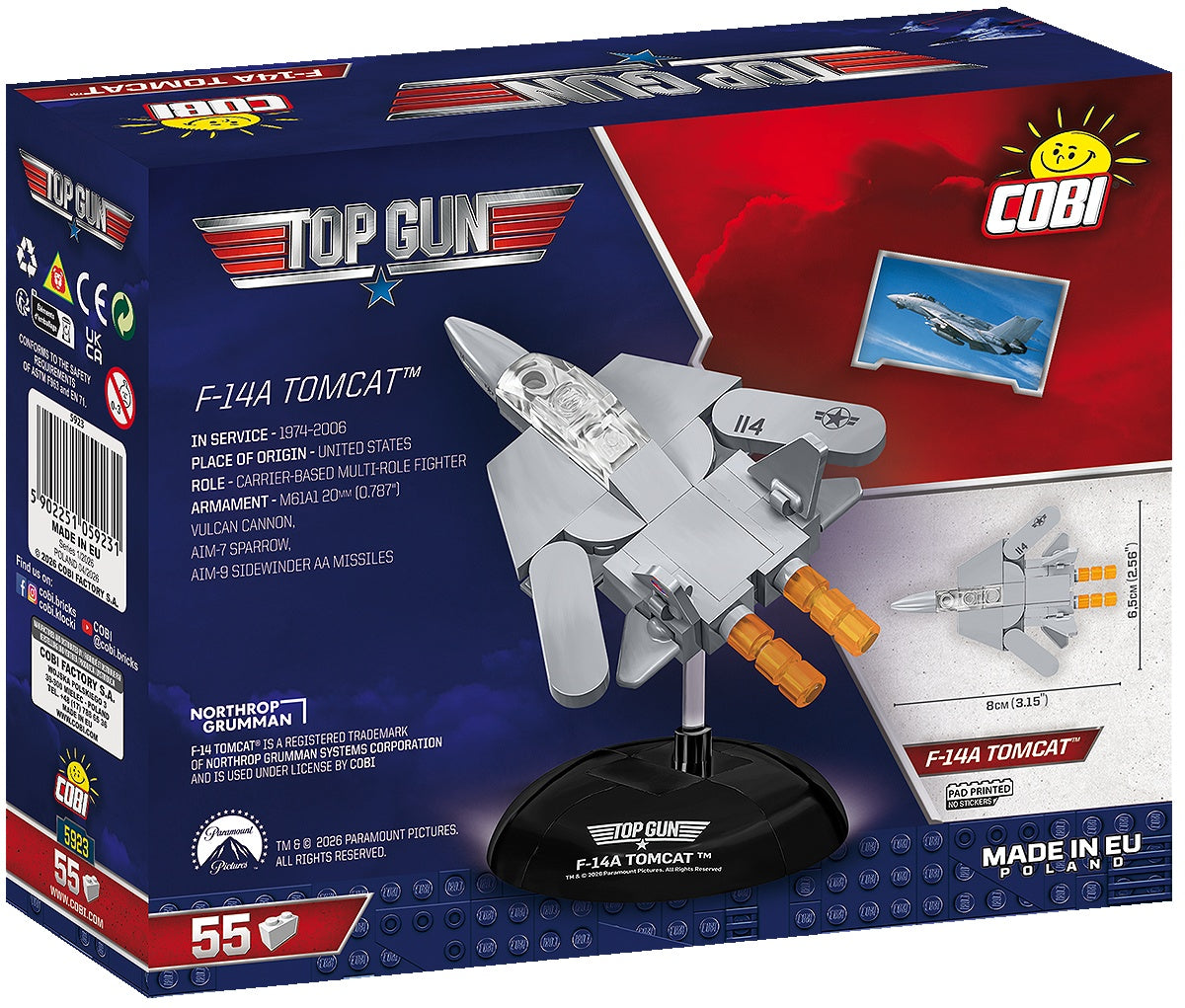 Available to Order – Top Gun F-14A Tomcat Micro Plane Top Gun Maverick (58pcs) Cobi Model (COB 5923)