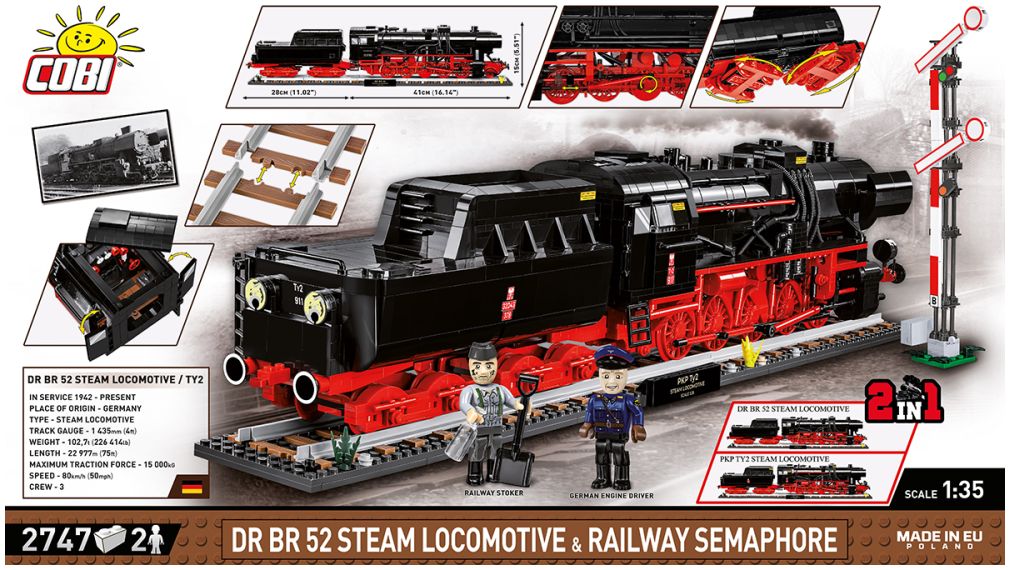 Available to Order – DRB Class 52 Steam L & Rail (2745 pcs) Cobi Model (COB 6287)