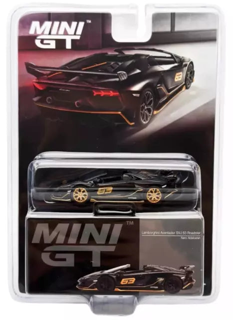 1:64 MINI GT MGT00803-BL LAMBORGHINI AVENTADOR SVJ 63 ROADSTER NERO ALDEBARAN (LHD) BLISTER PACKAGING - CHASE