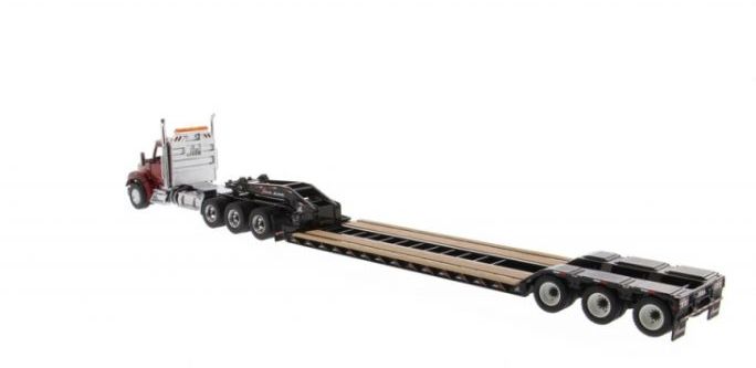Kenworth T880 SFFA DayCab Tridem Tractor Red w/XL 120Trailer Boosters Jeep 1:50 – diecast model (view 2)