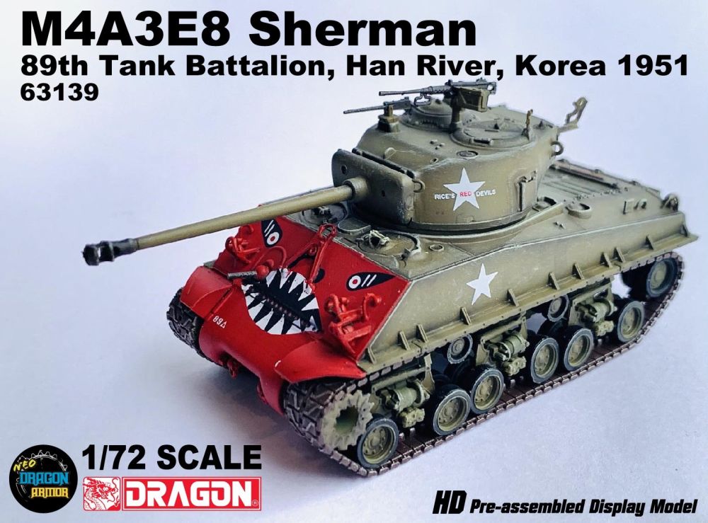 Available to Order – M4A3E8 Sherman 'Tiger Face' 89th Tank Battalion Han River Korea 1951 1:72 (DR 63139)
