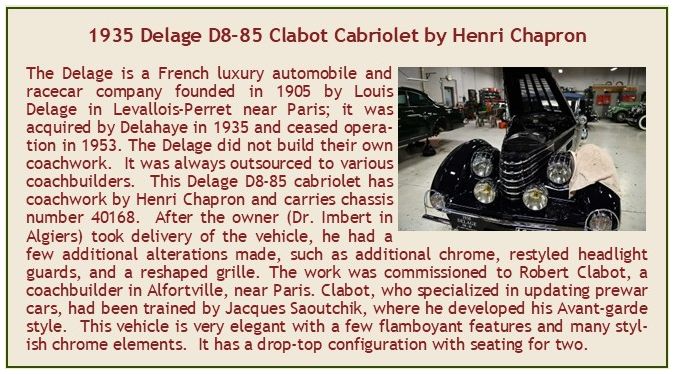 Delage D8-85 Clabot Cabriolet Dark Blue by H Chapron w/2 Extra Lights Top Up 1935 1:43 – diecast model (view 3)