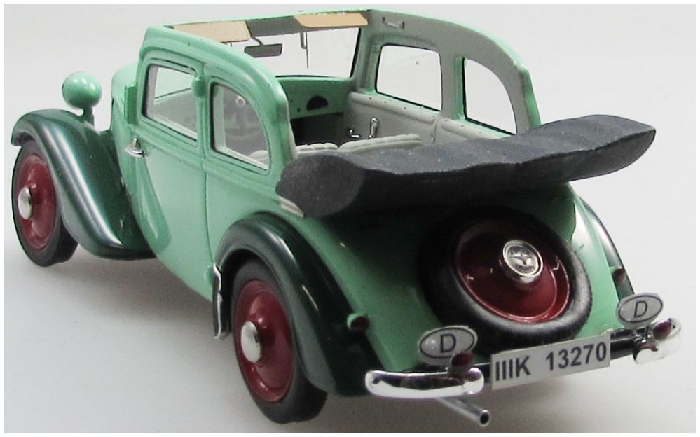 Available To Order – Adler Trumpf Junior Cabrio-Limo Green Two-Tone Green 2-Door Top Down 1934-36 1:43 Esval Model (ESV EMEU43034N)
