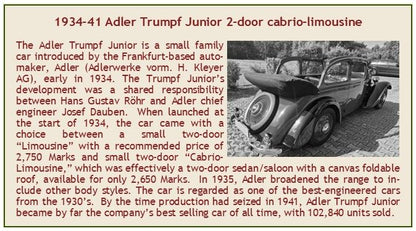 Available To Order – Adler Trumpf Junior Cabrio-Limo Green Two-Tone Green 2-Door Top Down 1934-36 1:43 Esval Model (ESV EMEU43034N)