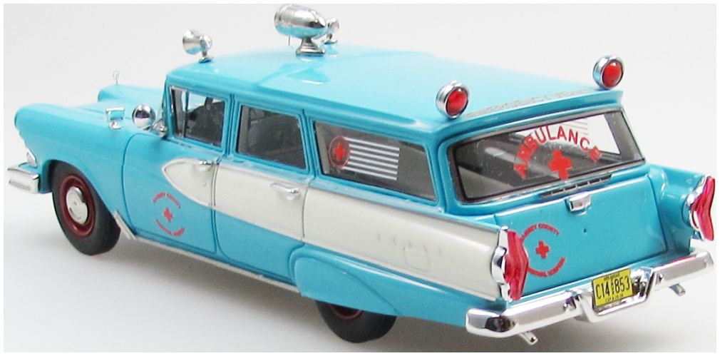 Available To Order – Edsel Villager 4 Door Station Wagon Ambulance Blue/White/Red 1958 1:43 Esval Model (ESV EMUS43086F)