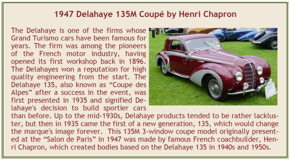 Delahaye 135M Coupe by Henri Chapron 3 Windows Maroon/Beige 1947 1:43 – diecast model (view 3)